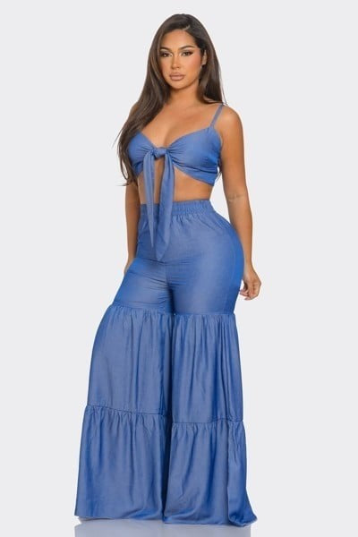 Out in Miami Ruffle Wide Leg Pants Set